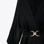 ZARA Black Belted Satin Effect Mini Wrap Dress Photo 5