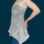 ZARA NWOT White & Black Crochet Asymmetrical Tunic Tank Top Photo 2