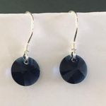 Swavorski Silver Swarovski blue round 8mm crystal earrings Photo 3