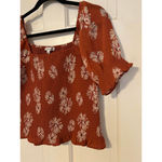 Madewell Rust Floral Smocked Puff Sleeve Top Size S Photo 1