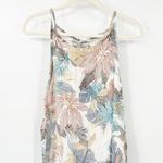 Lungo L'arno Women 100% Linen Beachy Leaf Floral Tropical Print Dress Size S Blue Photo 1