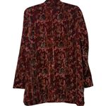 Free People  Crinkle Velvet Jacket Maroon Floral Open Front Boho Blazer Small Photo 5