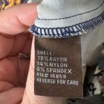 J. McLaughlin  Catalyst Sheath Dress Navy Gold Baroque Print 3/4 Sleeve Pockets XS Photo 4