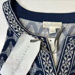 Magnolia Grace Embroidered Trim Knit Dress navy blue/white Sleeveless Size S Blue Photo 6