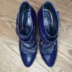 Loeffler Randall  3-Strap Mary Jane Snakeskin Leather Heel Blue Women’s Size 6 Photo 5