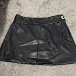 J.Crew  Black Faux Leather Mini Skirt with Gold Buttons Photo 0