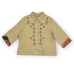 Madame Butterfly Beaded Blazer Jacket by Faith Size Large Tan Photo 2