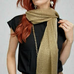 Chico's Myra Scarf Gold Fringe Wrap Unique Yarn Fine Open Stitch Design New Photo 0