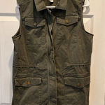 A New Day Women’s Military Vest Size L Olive Collar Zip 4 Pockets Gorpcore Green Size L Photo 0