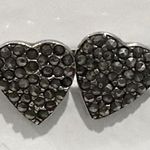 Onyx Vintage Marcasite & Heart Shaped Sterling Studs Photo 5