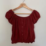 Aeropostale Crop Top Button Down- Rust- Size Medium- Peasant Boho Festival Photo 6