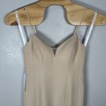 Azazie NEW  Vika Champagne Bridesmaids Dress Size A12 Beige Chiffon High Low Slit Photo 1