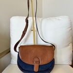 Etienne Aigner Vintage tan brown leather and denim fabric crossbody bag Photo 0