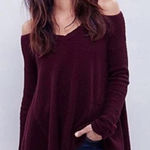 Free People  Off-Shoulder Deep Red Sweater Photo 0