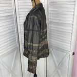 ELCC Vintage Embroidered Taffeta Blazer Jacket Gray Large Button Front Photo 1