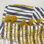 Uncle Frank Blue and White Striped Yellow Embroidery Boho Tassel Dress Photo 7