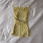 Lucy in the Sky  yellow mini dress with cowl neck and lace in the back size Photo 2