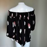 Off The Shoulder Feather Print Shirt Size M Black Size M Photo 3