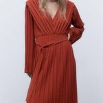 ZARA  Long Sleeve Pleated Midi Dress Photo 3