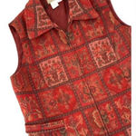 The Territory Ahead  Women's Patterned Tapestry Zip-Up Vest Red Size 6‎ Western Photo 0