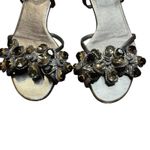 Prada Sandals Womens Size 35.5 Silver Strappy Jeweled Flower Ankle Strap Italy Photo 1
