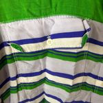 Gap ‎ Medium Striped Long Sleeve Shirt Button Up Top Green Blue White Preppy Photo 4