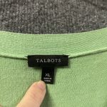 Talbots Tie Dye V Neck Sweater Womens XL Green White Knit Side Slit 3/4 Sleeve Photo 3