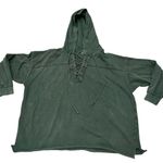 Aerie Green Sunday Soft Lace Up Oversized Hoodie French Terry Fleece Sweatshirt Photo 4