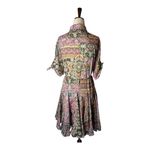 Dress Forum Dress Women Small Green Floral Paisley Elaina Button Down Shirt Mini Photo 2