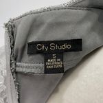 City Studios New City Studio Glitter Lace Satin Bow Back High Slit Maxi Dress Grey Size 5 Photo 13