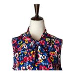 Love moschino Shirt Women 4 Blue Floral Tie Neck Sleeveless Blouse Top Boho Photo 3