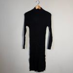 Magaschoni Long Sleeve Mock Neck Knit Sweater Dress Women's Medium Black Slits Photo 1