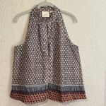 Maeve Anthropologie Sleeveless Blouse Top Geometric Prema Print Button Front LG Photo 2