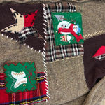 Designers Originals Patchwork Embroidered Holiday Christmas Sweater Cardigan Brown Size undefined Photo 4