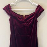 PremierAmour Red Velvet Off the Shoulder dress | Size 10 Photo 1