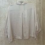 ZARA  Satin Cream button down crop shirt top blouse Sz XL New Photo 3