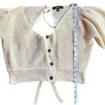 Lulus Lulu’s Puff-Sleeve V-Neck Pointelle Knit Crop Top Ivory Size Medium Photo 2