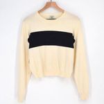 Aritzia Sunday Best Wool Blend Crewneck Sweater Color Block Cream Navy Women's S Photo 0
