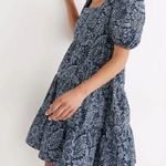 Madewell  Poplin Puff-Sleeve Tiered Babydoll Dress in Paisley Garden Photo 16