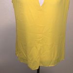Rose + Olive Mustard Yellow Pleated V-Neck Sleeveless Dress Shirt Photo 2