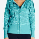 Zella  Marled Hoodie Zipper Sweatshirt Jacket Long Sleeves Teal S Photo 0