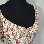 Lulus  Forever a Sweetheart Cream Floral Print Puff Sleeve Mini Dress Women's M Photo 3