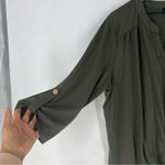 Fortune + Ivy Green Stretch Jersey Knit Button Tie Front 3/4 Sleeve Top Size XXL Photo 3