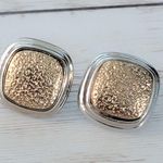 Vintage Clip On Earrings Silver Tone & Antique Gold Tone Photo 1