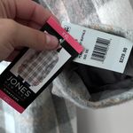 Jones New York Women's Hooded Zip-Up Checkered Pea Coat - Gray Photo 1