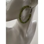 Vintage round Bead Hoop green Beaded Mini Chunk Earrings Women’s Sz 5.5” Western Photo 4