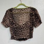 Emory park Leopard Ruched Crop Blouse Sz L NWT Photo 8