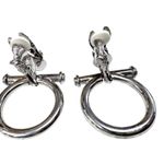Gucci Vtg Signed Paolo  Rare Horse Bit Hoop Signed Door Knocker Earrings Silver Photo 2