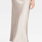 A New Day (Cream)  Satin A-Line Midi Slip Skirt Photo 0