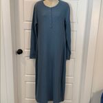 Peruvian Connection  Waffle Henley Maxi Dress Steel Blue Casual Size Large Photo 1
